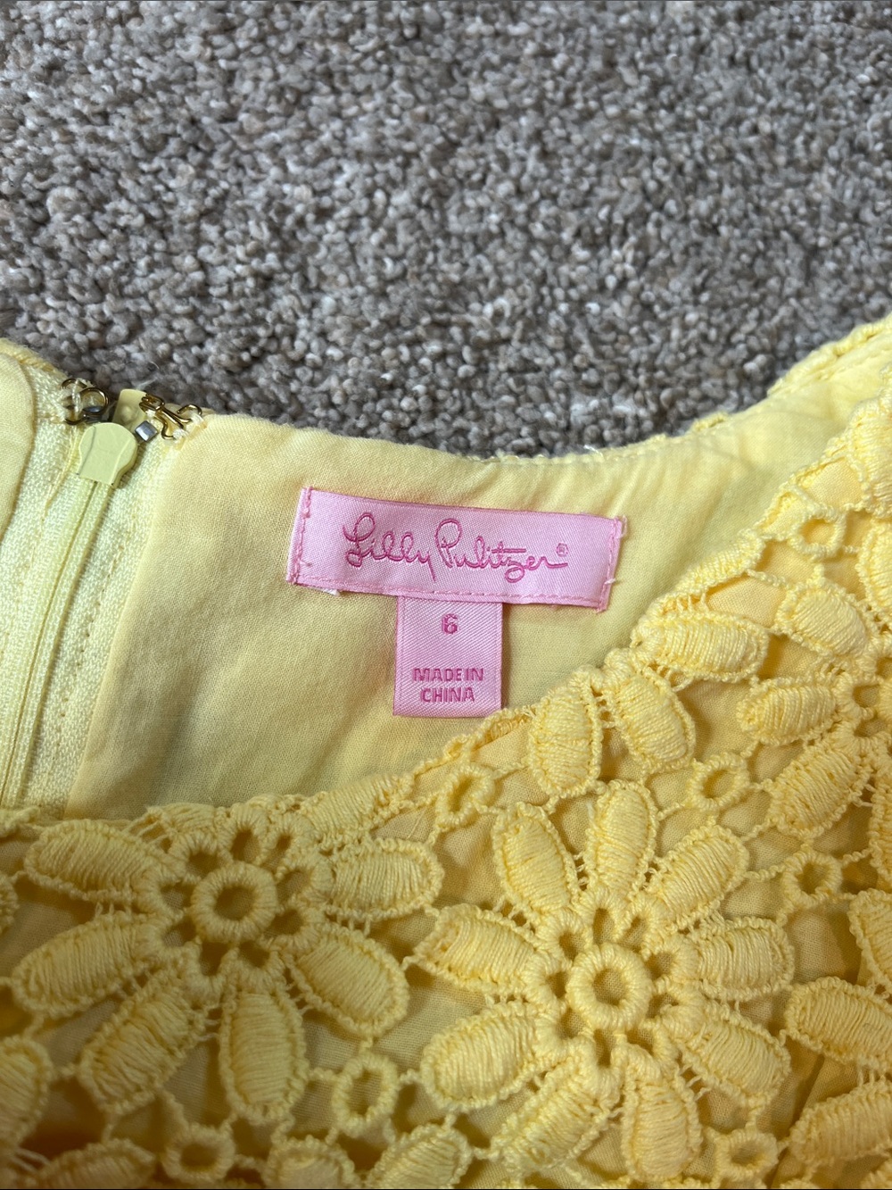🌼🌼🌼🌼Lilly Pulitzer Yellow Crocheted Daisy Lace “Lela” Shift sz6 - Picture 7 of 11